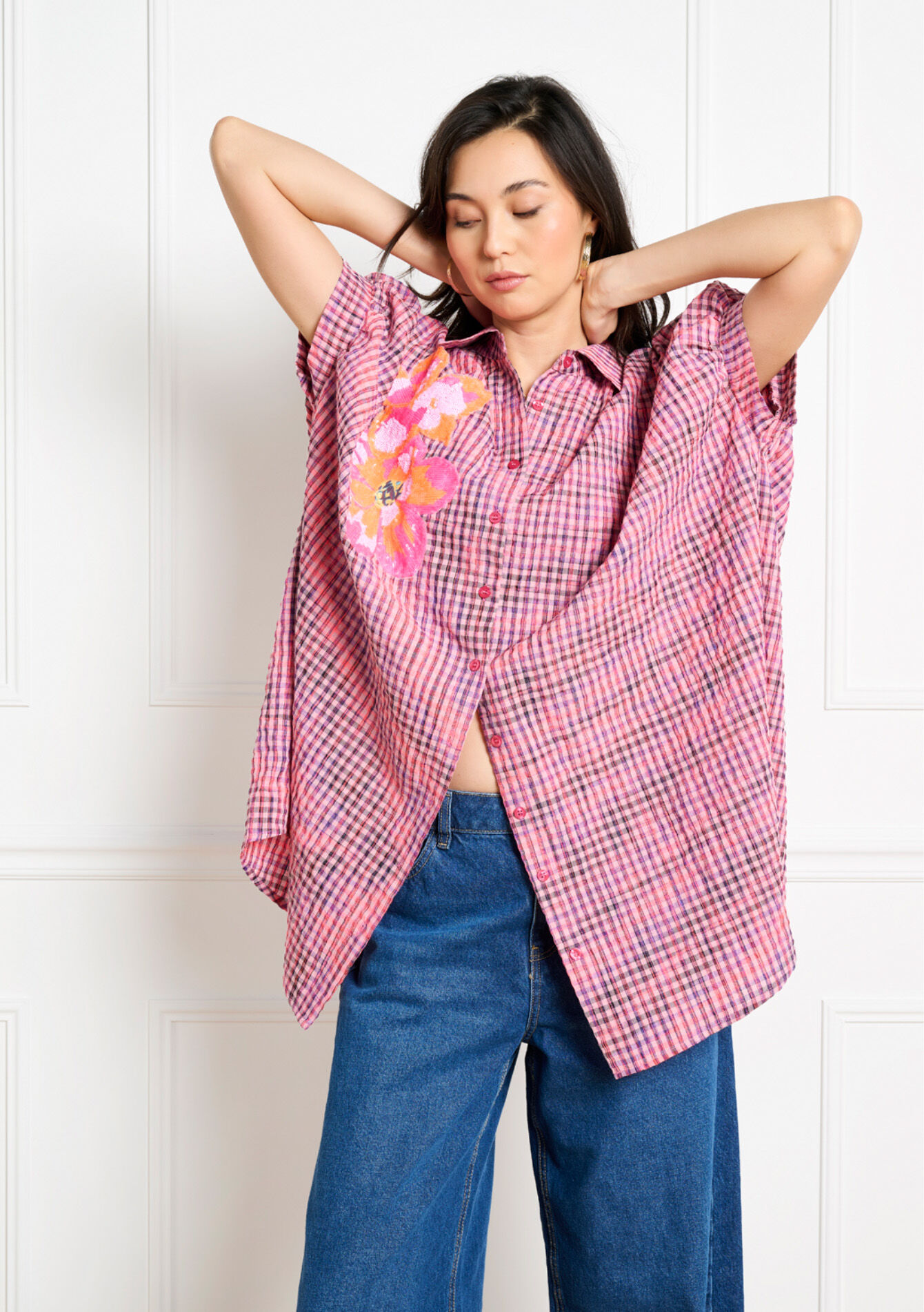 Korte overhemdjurk in vichy