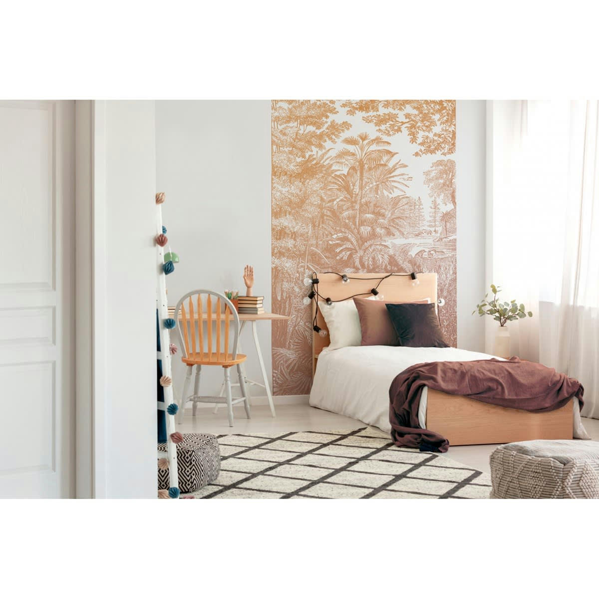 ARAUCARIA - Papier peint panoramique motif imprimé Orange clair 192x270cm