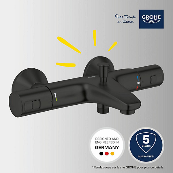 Mitigeur bain douche thermostatique GROHE Precision Start noir   microfibre