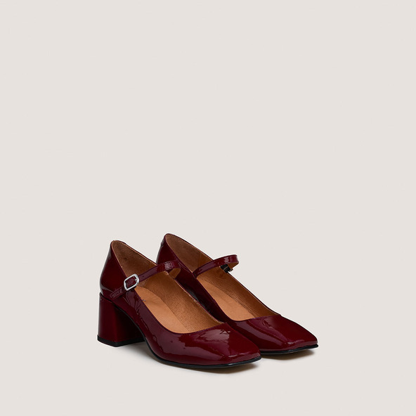 Babies à talons carrésen vernis bordeaux | ALIENOR