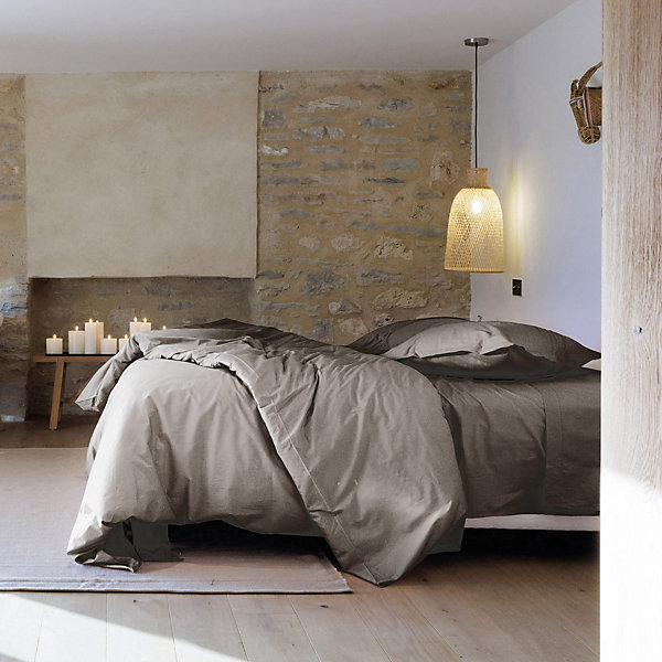 Housse de couette uni 280x240 cm percale de coton MANOIR gris Cendre