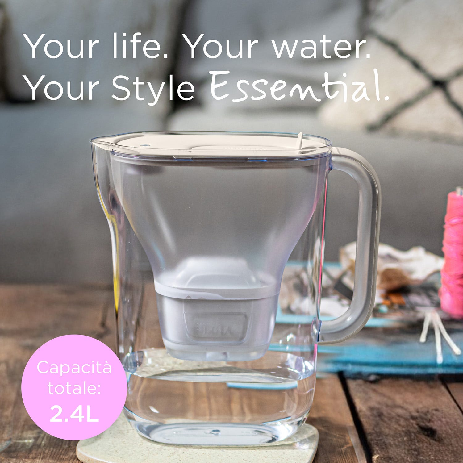 Set caraffa filtrante Brita Style Essential beige con filtro