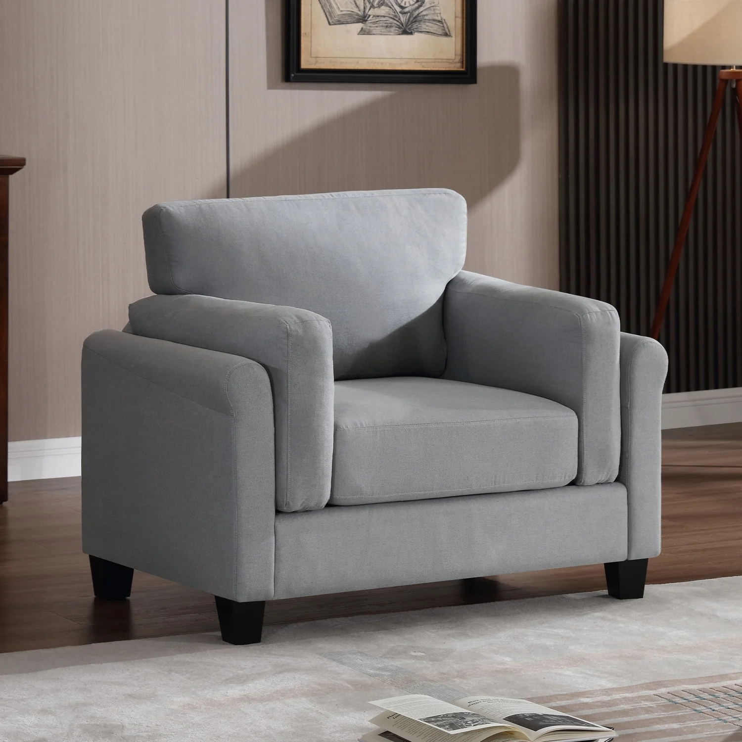 Morden Fort Oversize Armchair, Pillowed Back Cushion Accent Chair, Thickly Padded Armrest Design,Single Sofa Lounge Chair