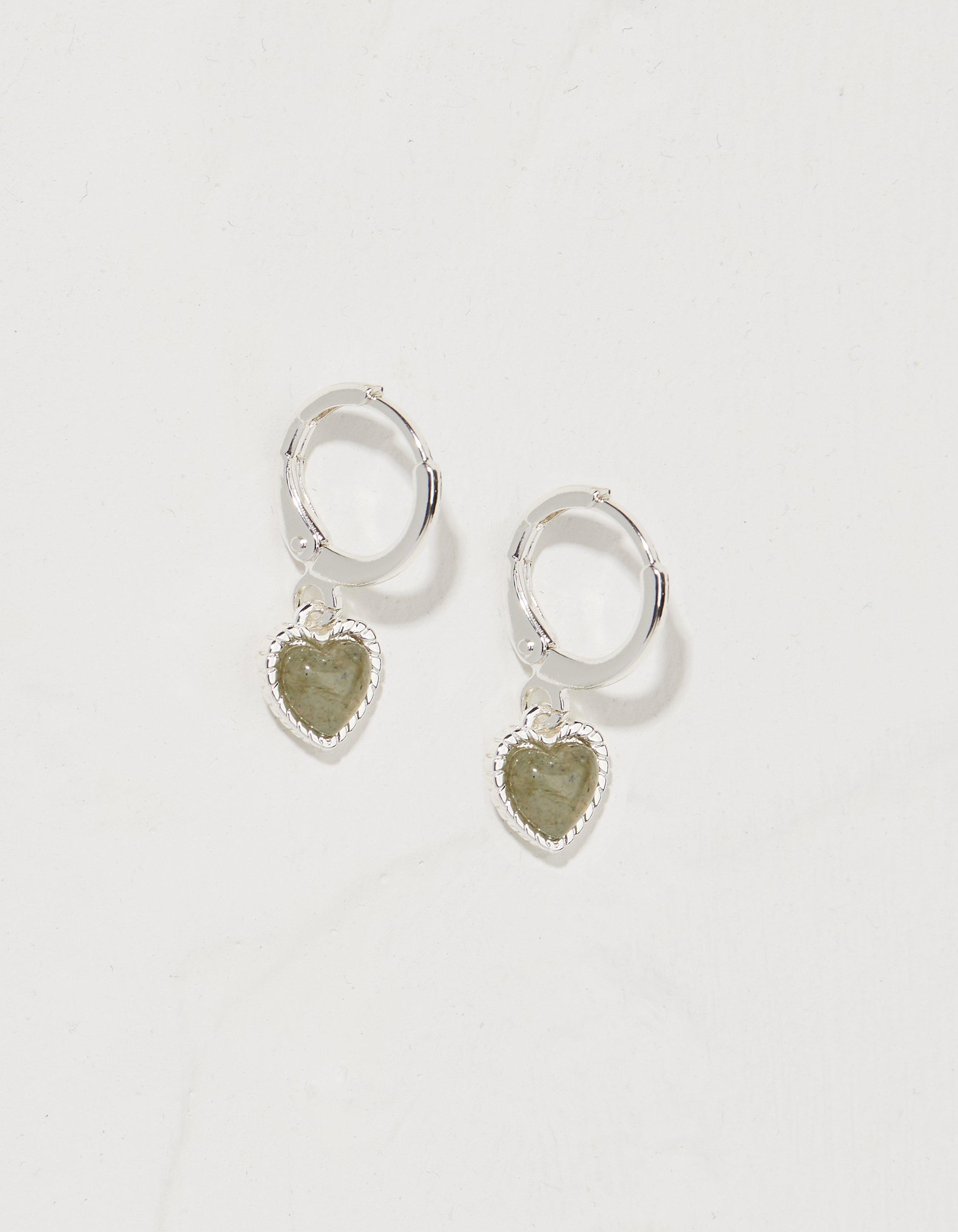 Heart Stone Drop Earrings