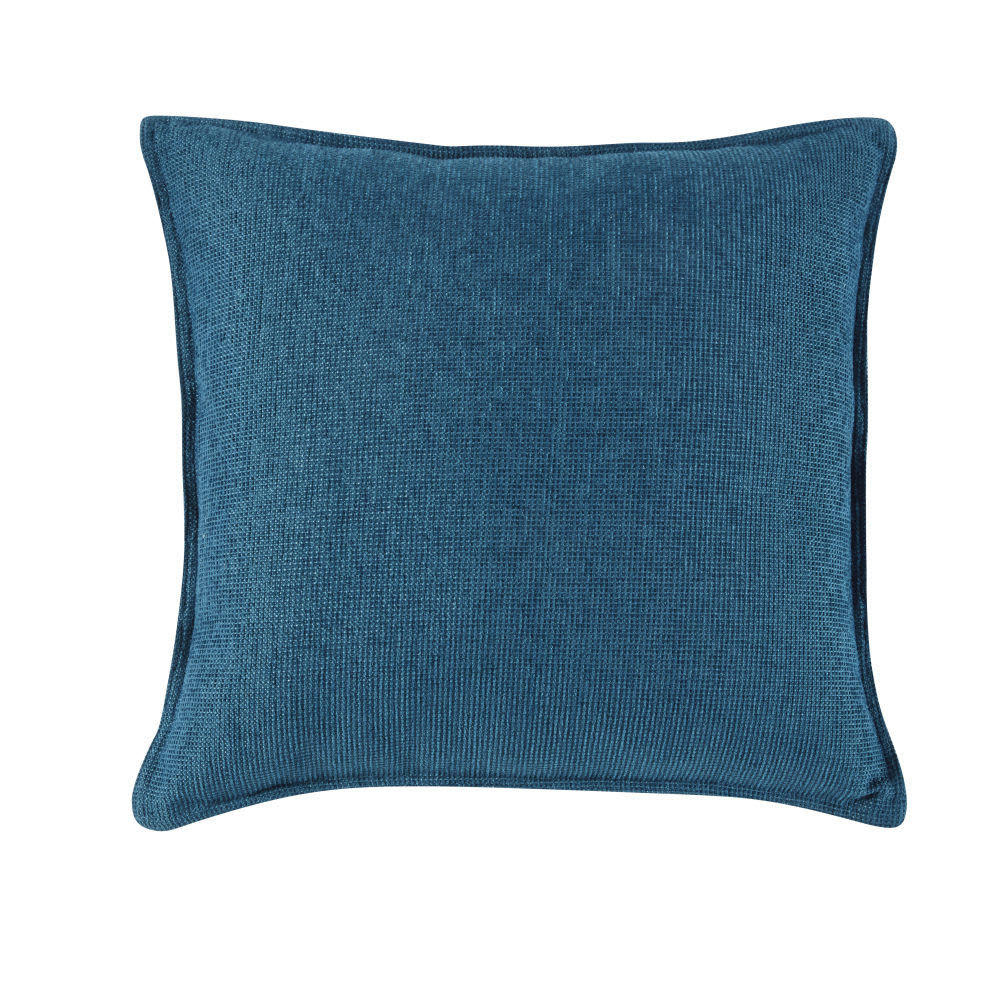 - Coussin en maille chenille bleue 45x45