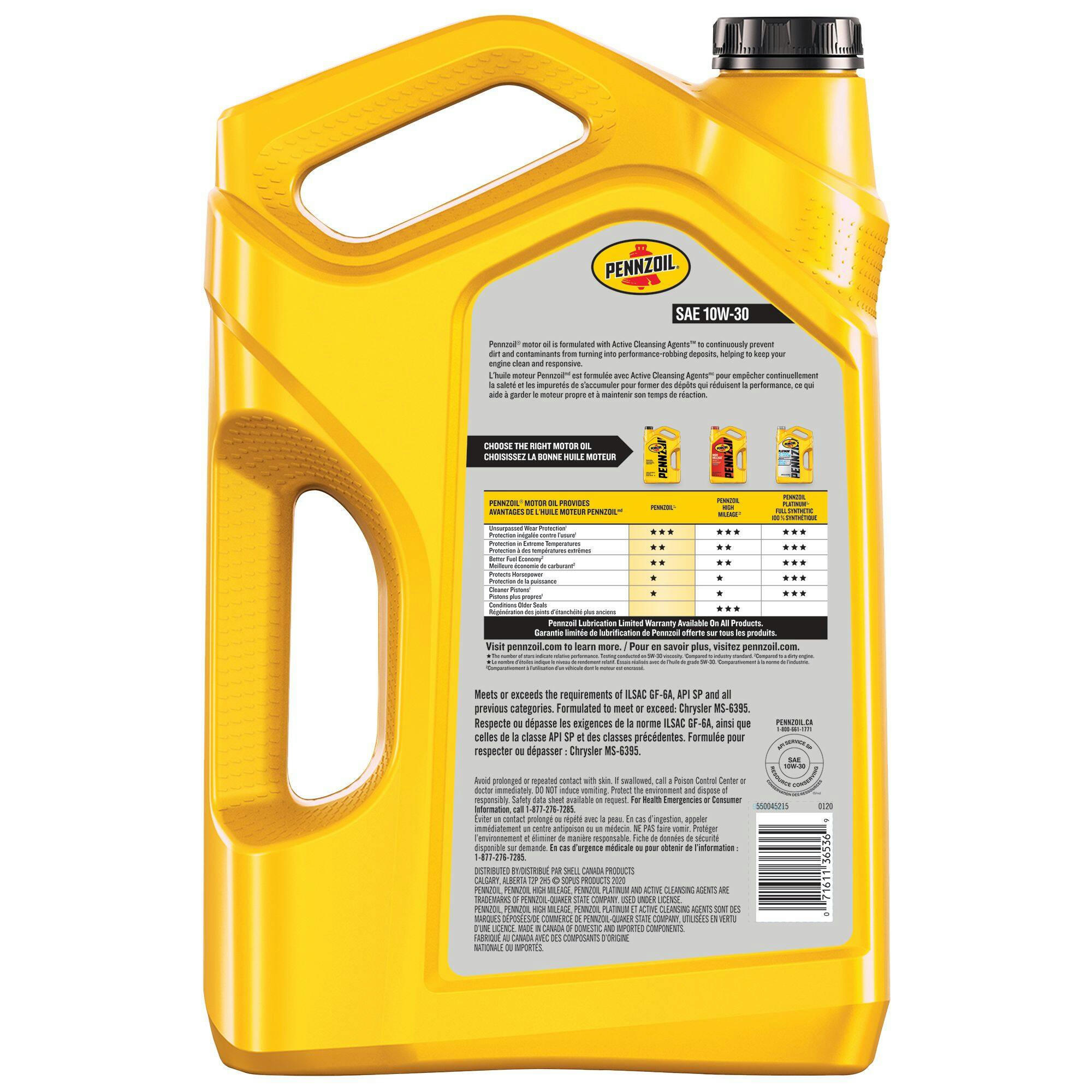 Pennzoil 10W30 Synthetic-Blend Engine/Motor Oil, 5-L