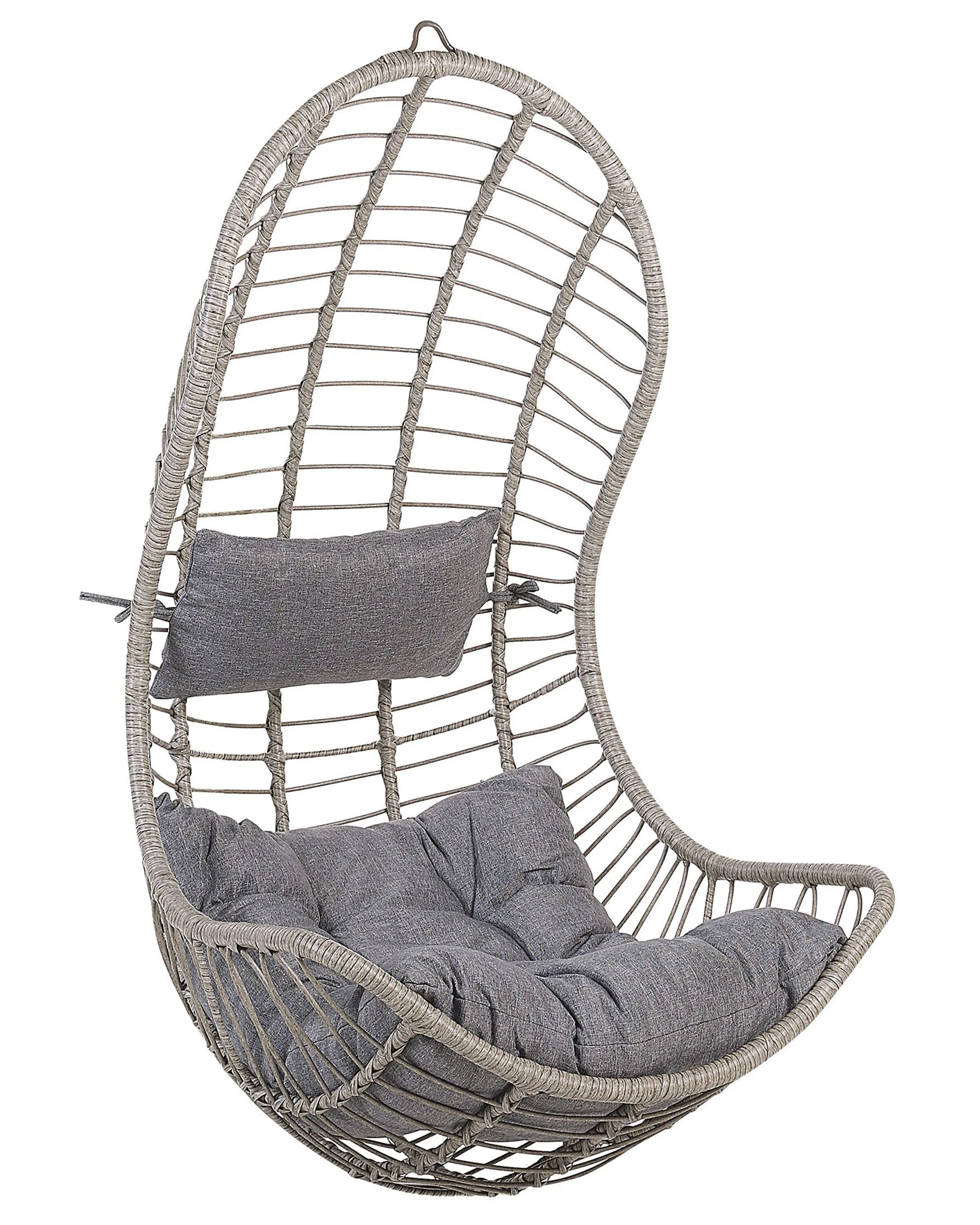 Hanging Chair with Stand PINETO PE Rattan Grey