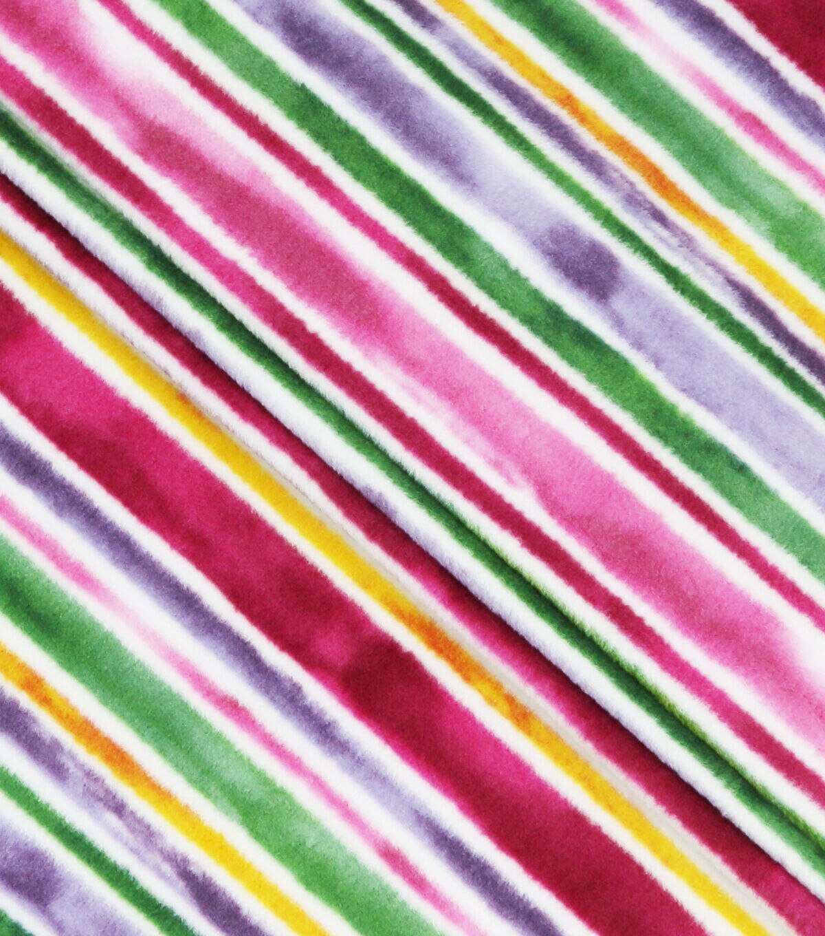 Pastel Green & Pink Stripes Anti Pill Fleece Fabric