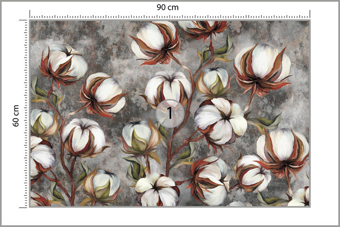 Fototapeta Główki Bawełny Na Betonie 90x60cm