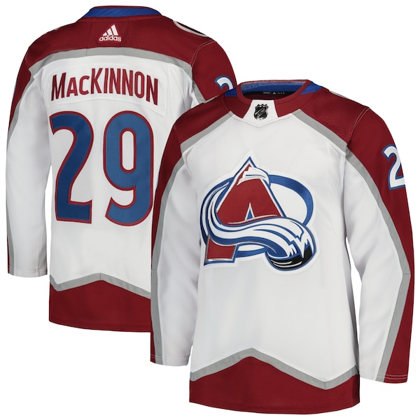 Nathan MacKinnon Colorado Avalanche adidas Away Primegreen Authentic Player Jersey - White/Burgundy/Navy