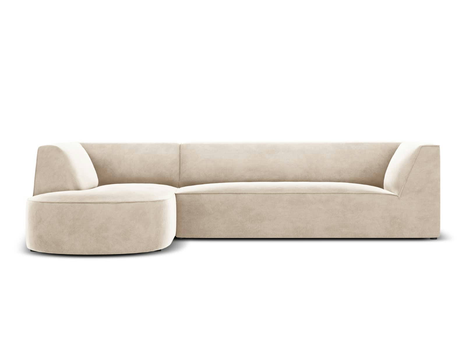 CHARLES - Canapé D'Angle Gauche 4 places en Velours Beige Clair
