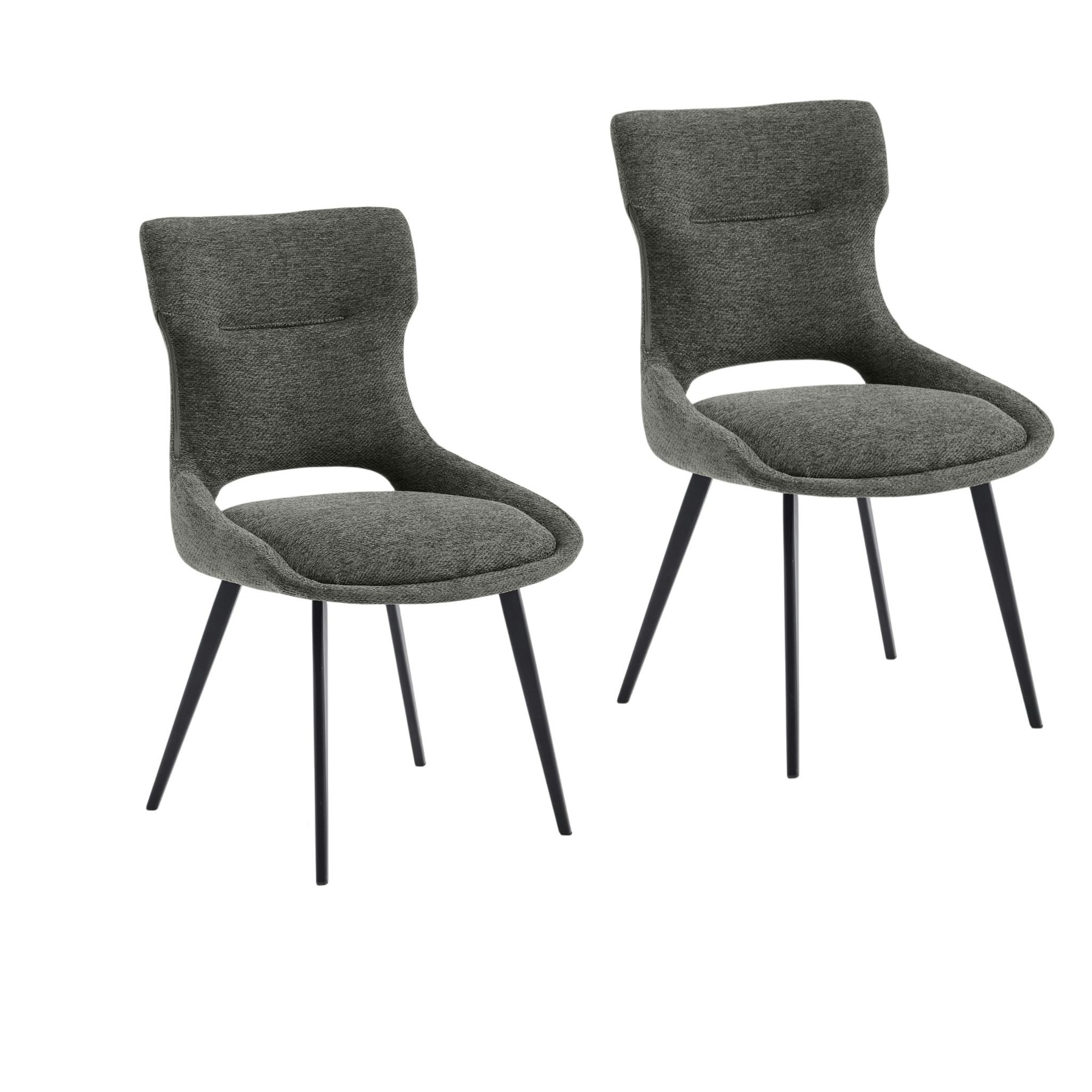 Chaise de salle à manger grise en tissu (lot de 2) LUGANO