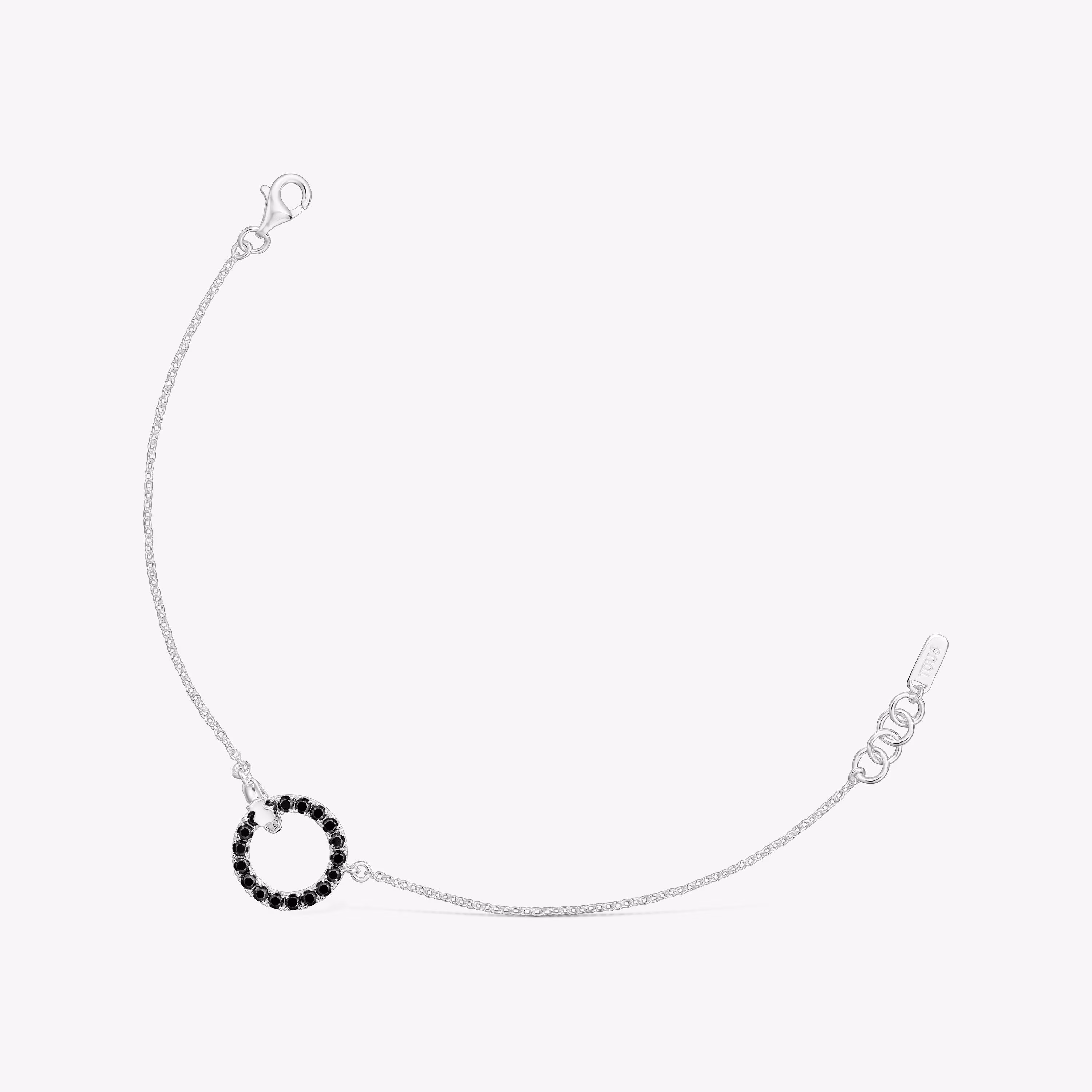 Pulsera cadena de plata y espinela negra Straight