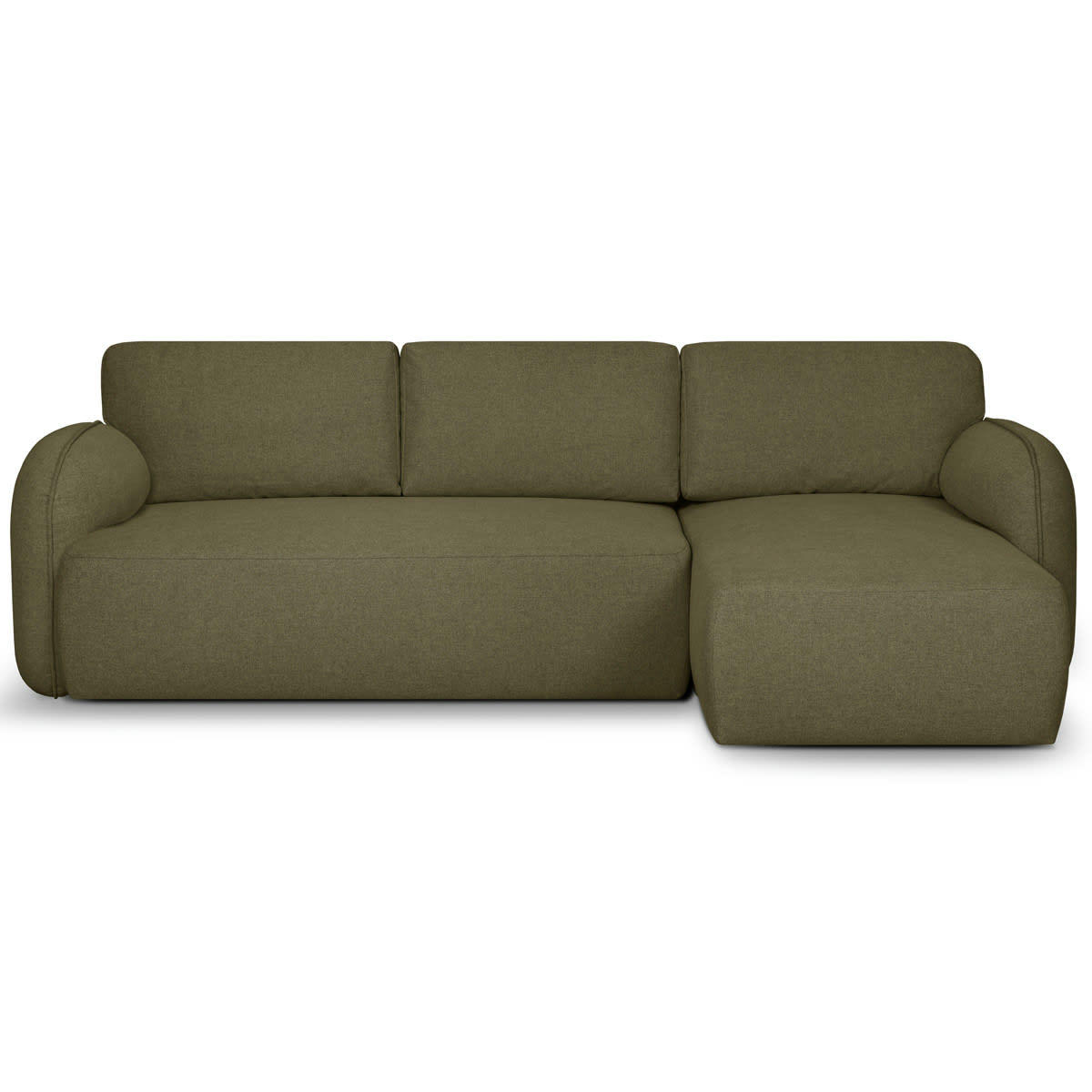 COZY - Canapé d'angle réversible convertible 5 places +coffre, vert olive