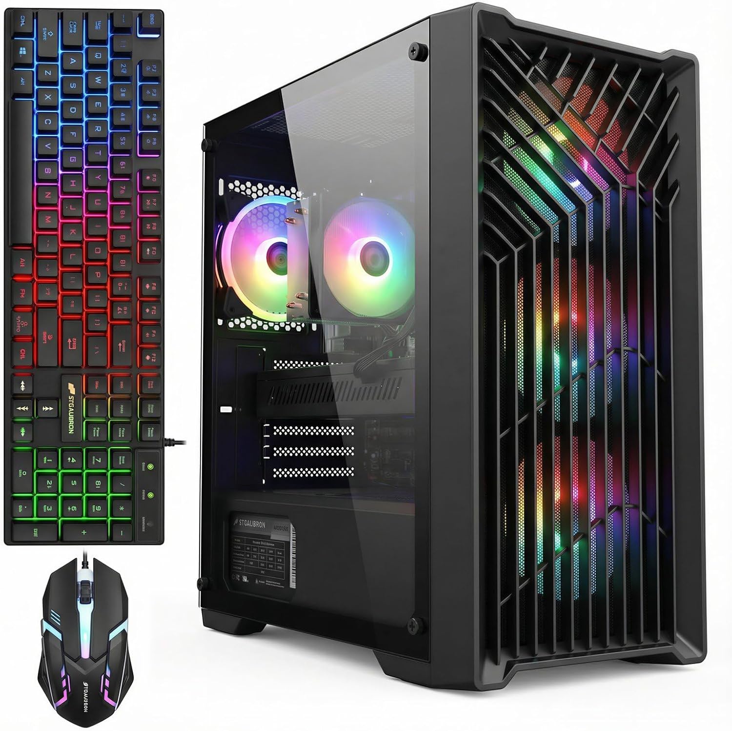 STGAubron Gaming PC Desktop Computer  Intel Core i7 up to 3.9G  GeForce RTX 2060 6G  32GB RAM  512GB SSD  WiFi 6  BT 5.0  RGB Fan x 4  Windows 11 Home
