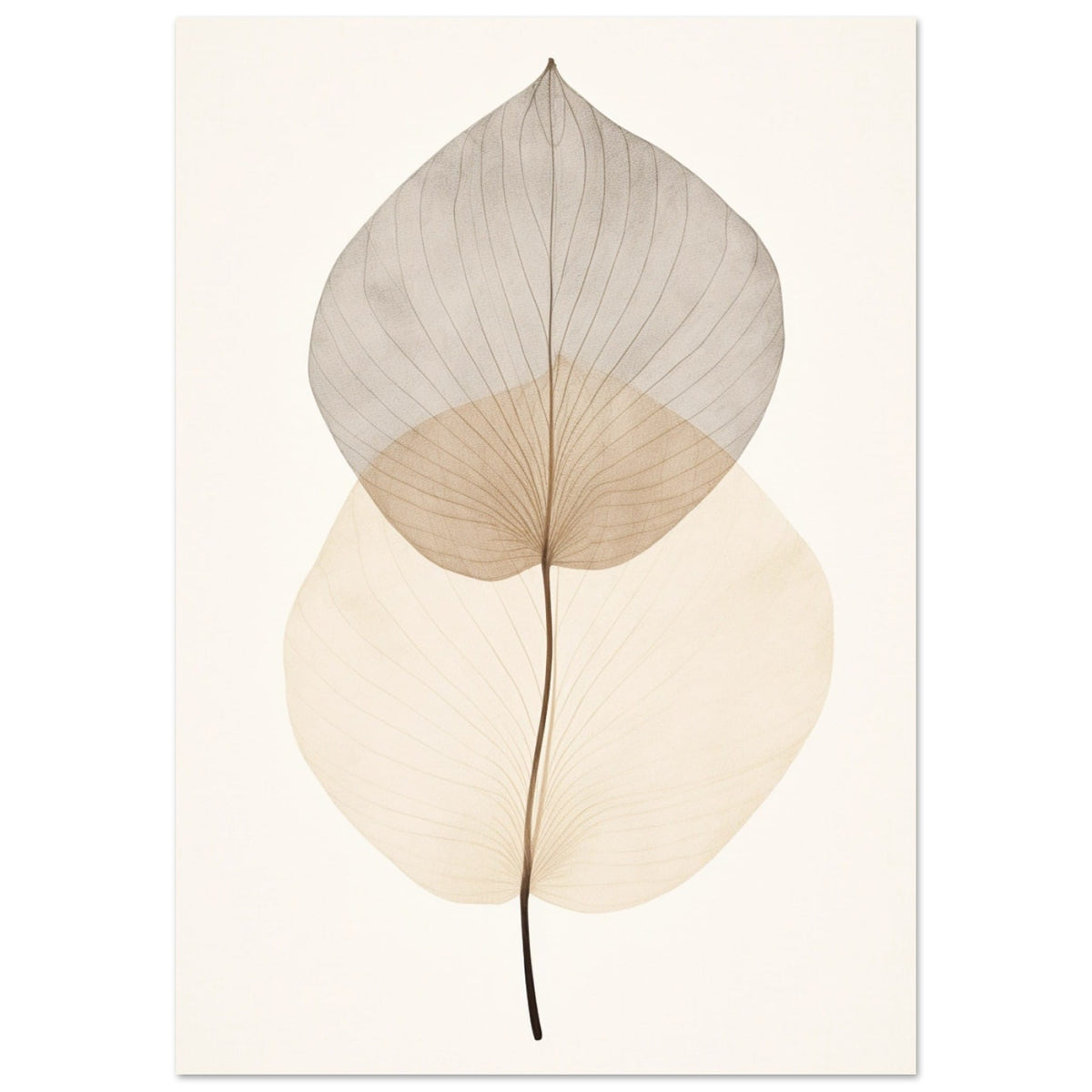 Artfulprints Poster Japandi leaf  - 70x100 cm - Taupe