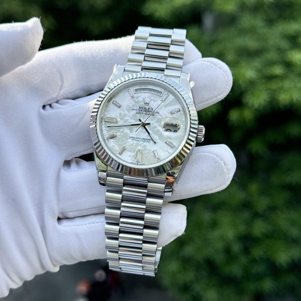 Rolex Day-Date 904L Steel MOP Dial With Diamonds 40mm Super Clone
