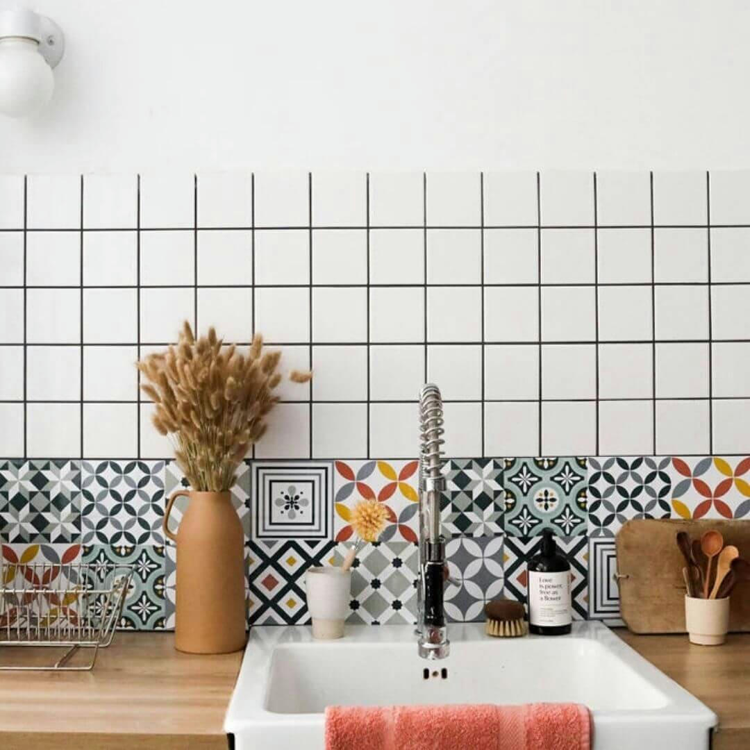 - Stickers carrelage 15 x 15 cm - Carreaux étoilés