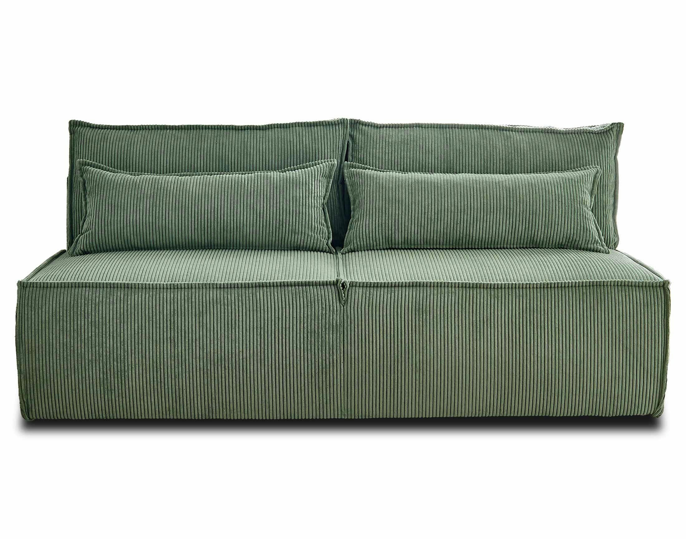 KIARA - Canapé droit convertible 3 places en velours côtelé vert