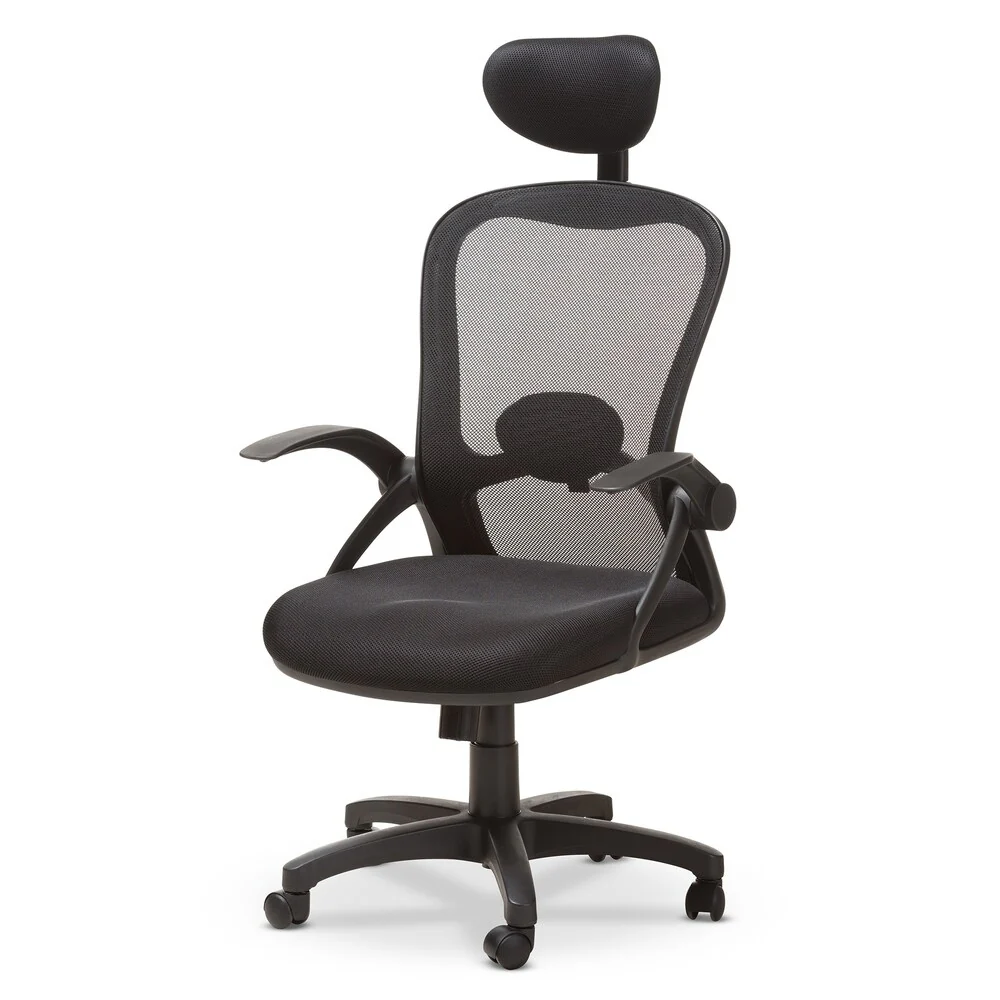 Contemporary Ergonomic Black Mesh Office Chair by Baxton Studio