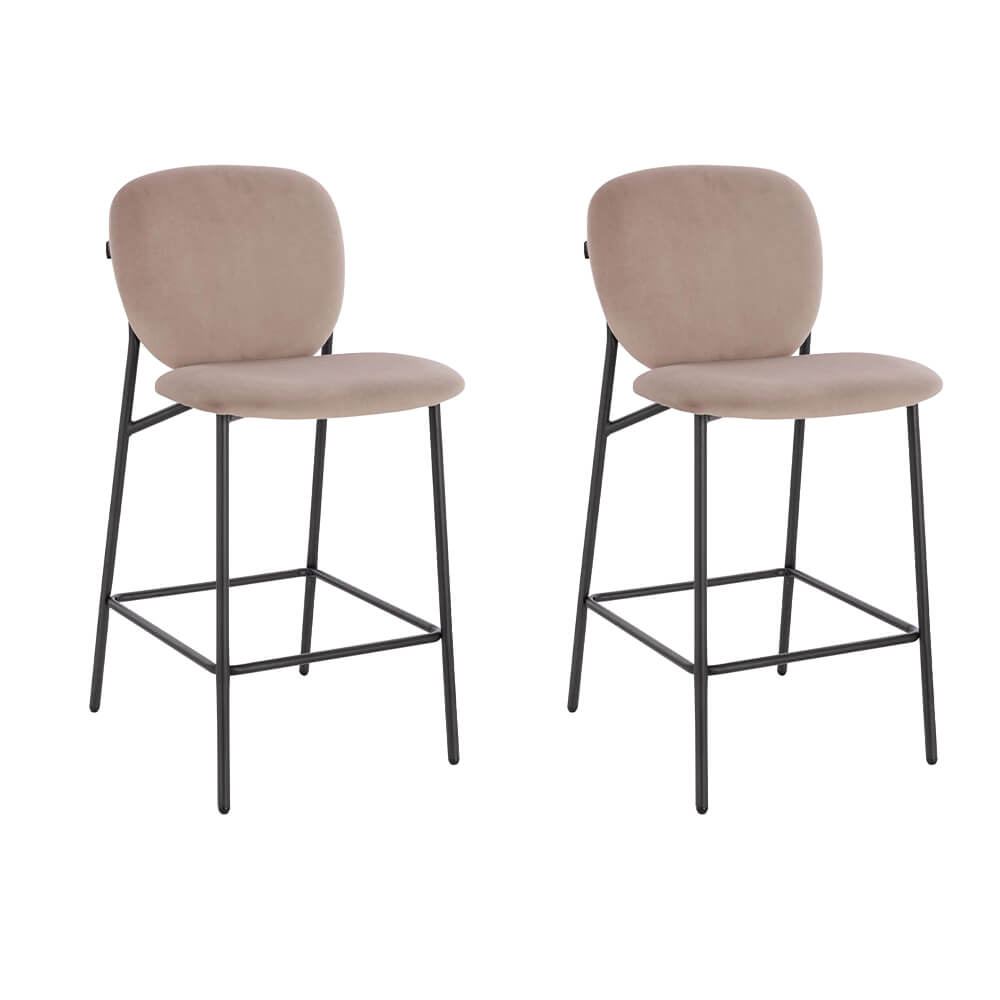 HOME DELUXE CELDA barkrukken fluweel - set van 2 lichtbruin | barstoelen,