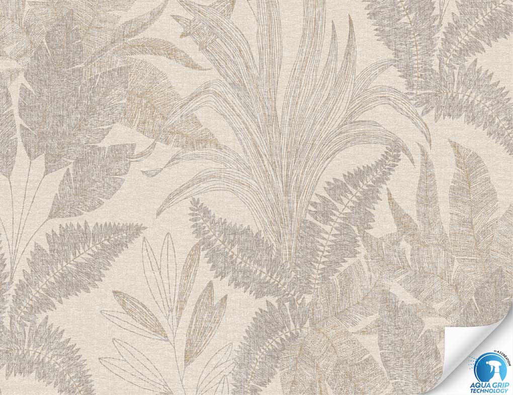 Vorgeleimte Vliestapete Blätter Beige, Gold