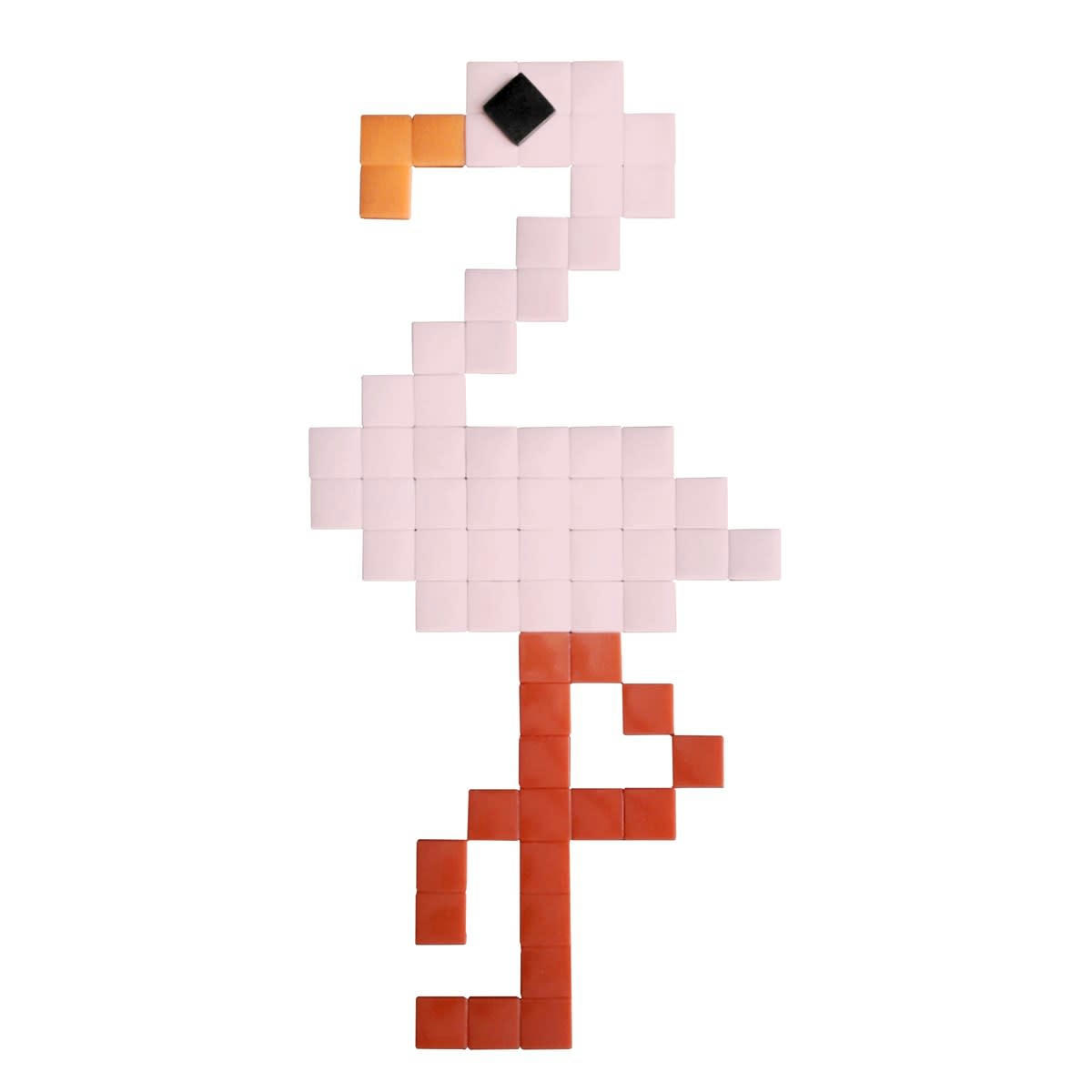FLAMAND - Mosaïque flamant rose en verre rose