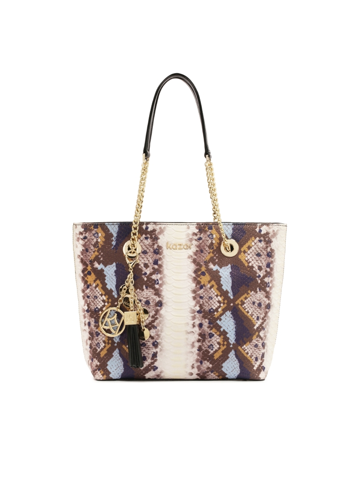 Colorful shoulder bag in snake pattern