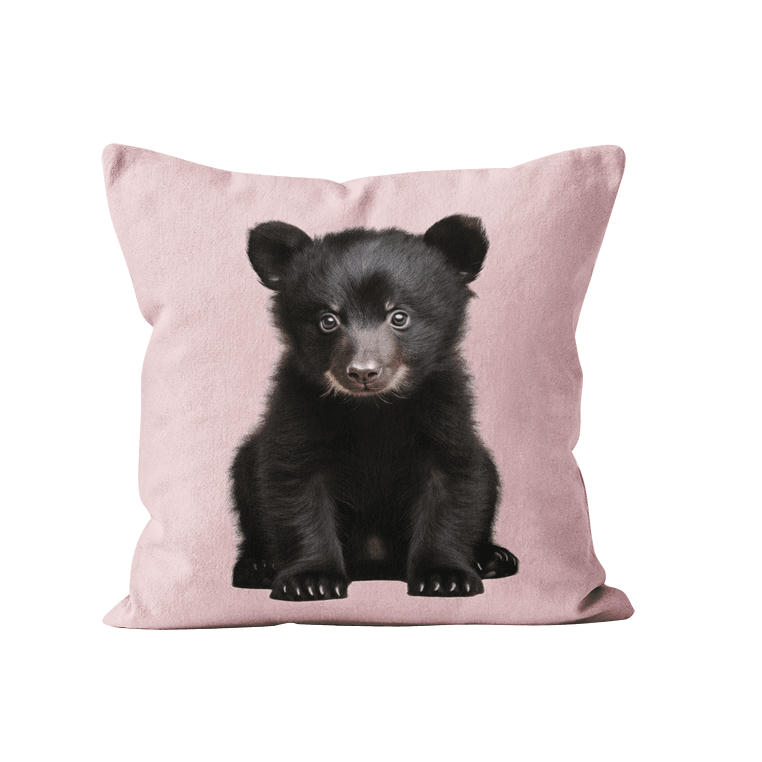 - Coussin enfant ourson rose velours 40x40cm