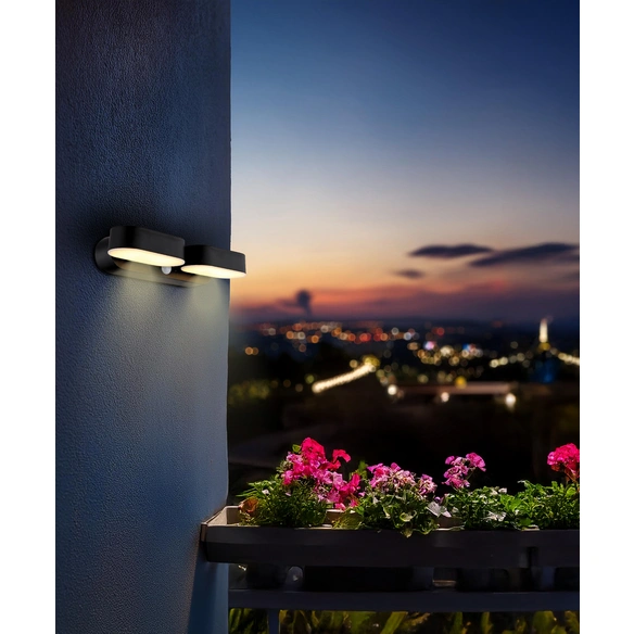 Solarleuchte, 2-flammig, H: 55 cm, schwarz