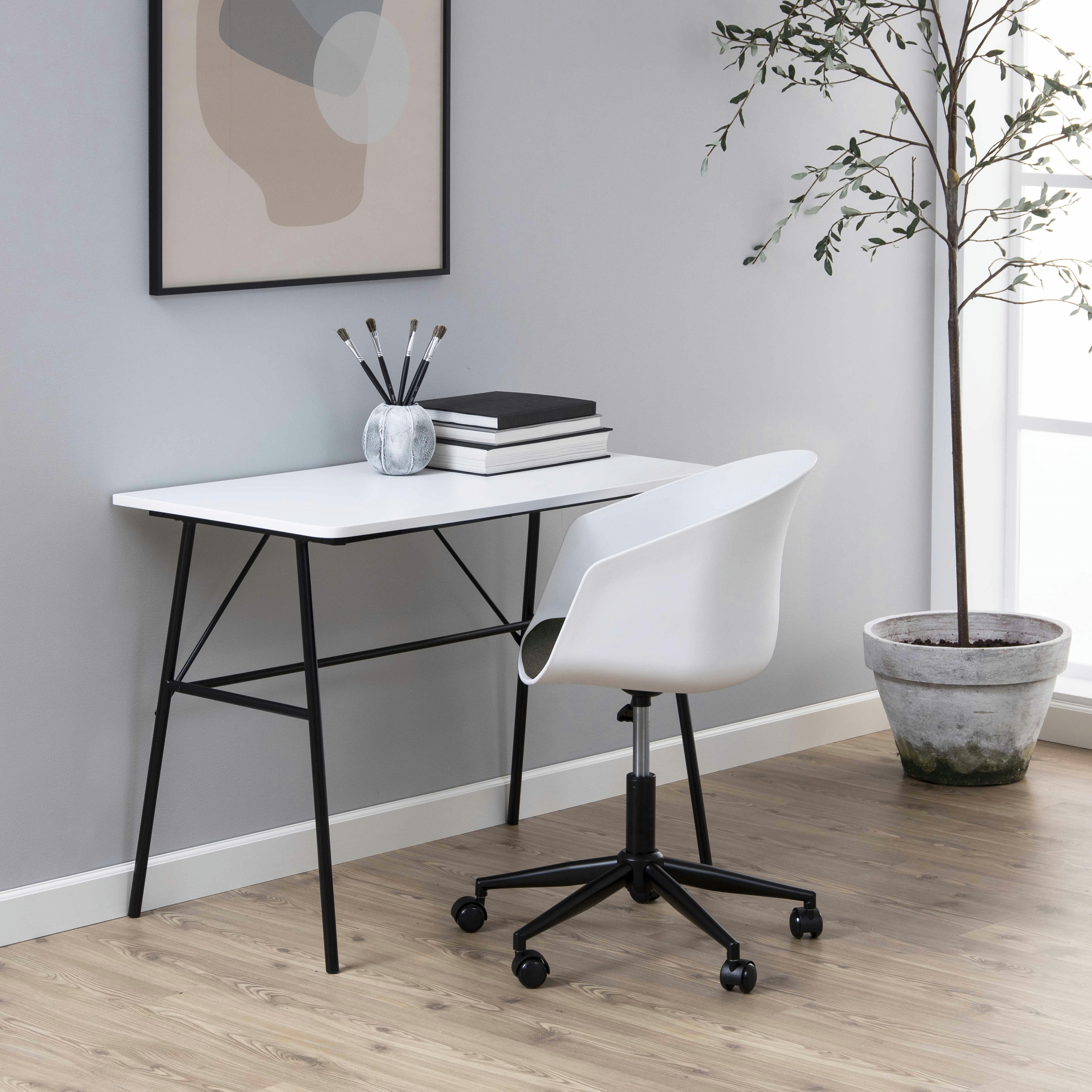 PARKER - Fauteuil de bureau à roulettes pivotant blanc