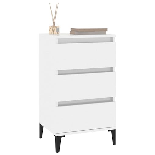 NNEVL Bedside Cabinet High Gloss White 40x35x70 cm Engineered Wood