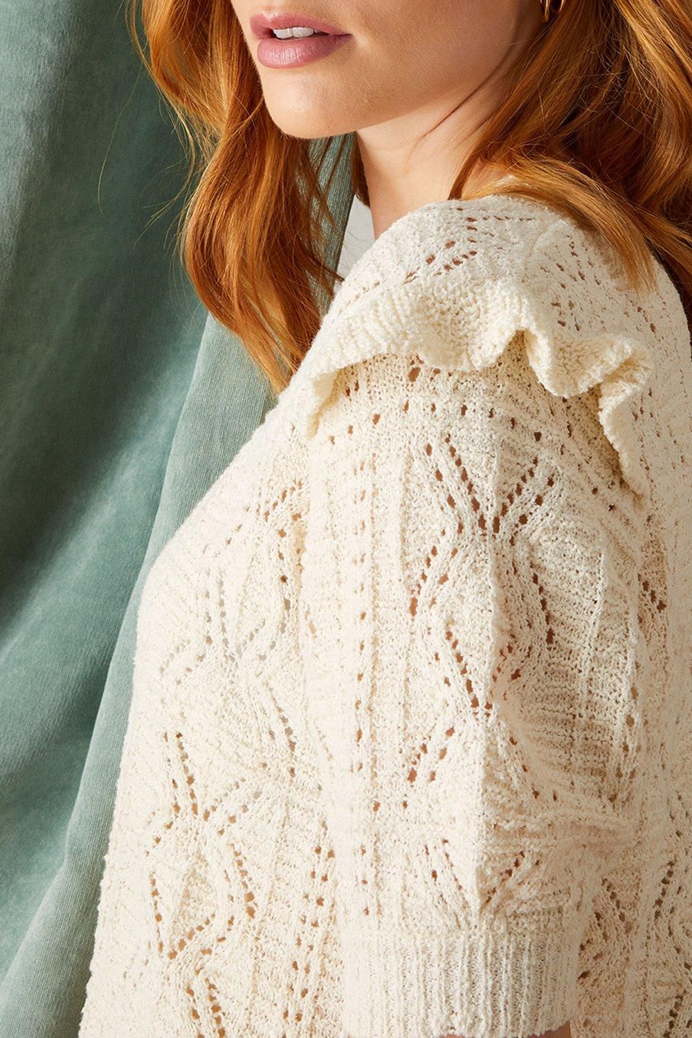Monsoon Pointelle Pattern Short Sleeve Cardigan