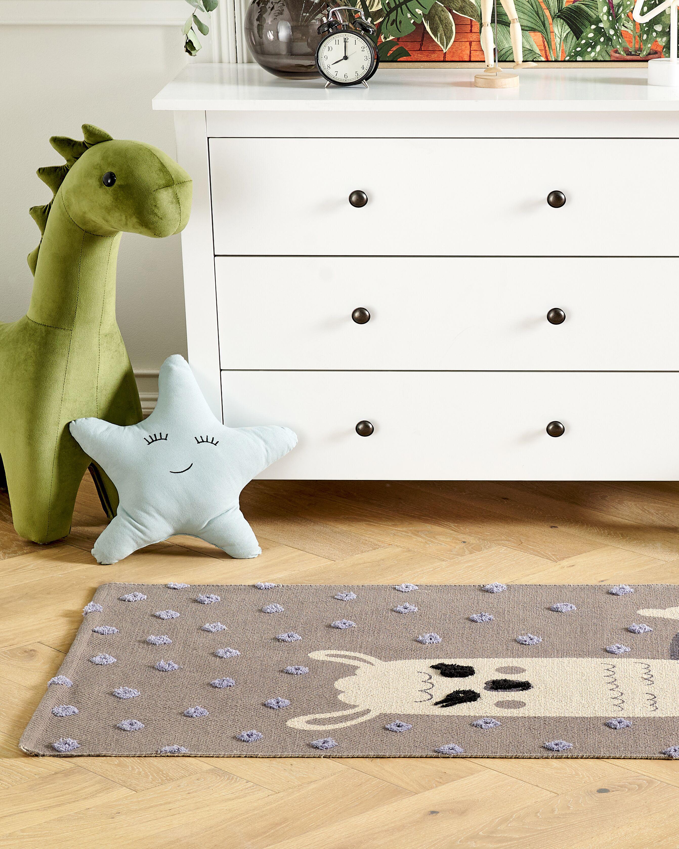Kids Rug LUBUK Brown 80 x 150 cm Cotton