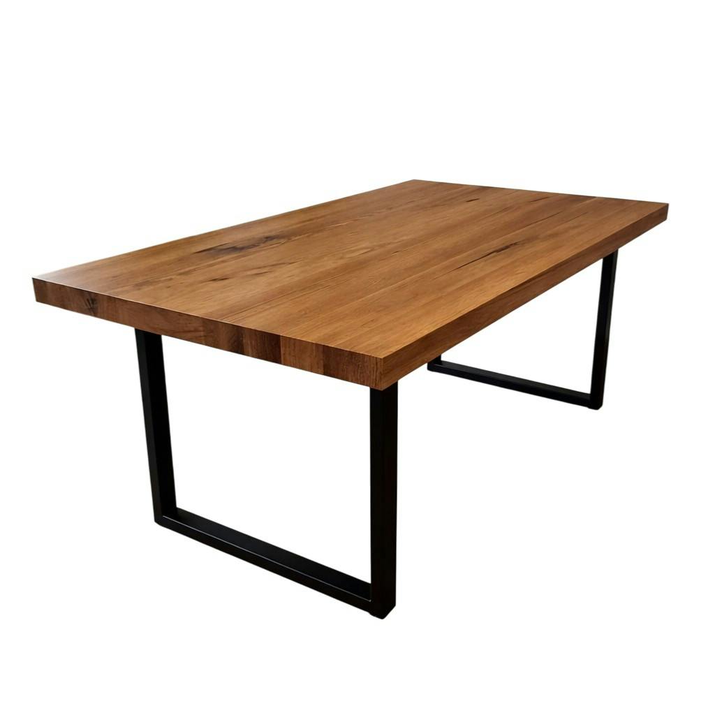 Table extensible bois de chêne brun pieds en U 220 cm PALERME