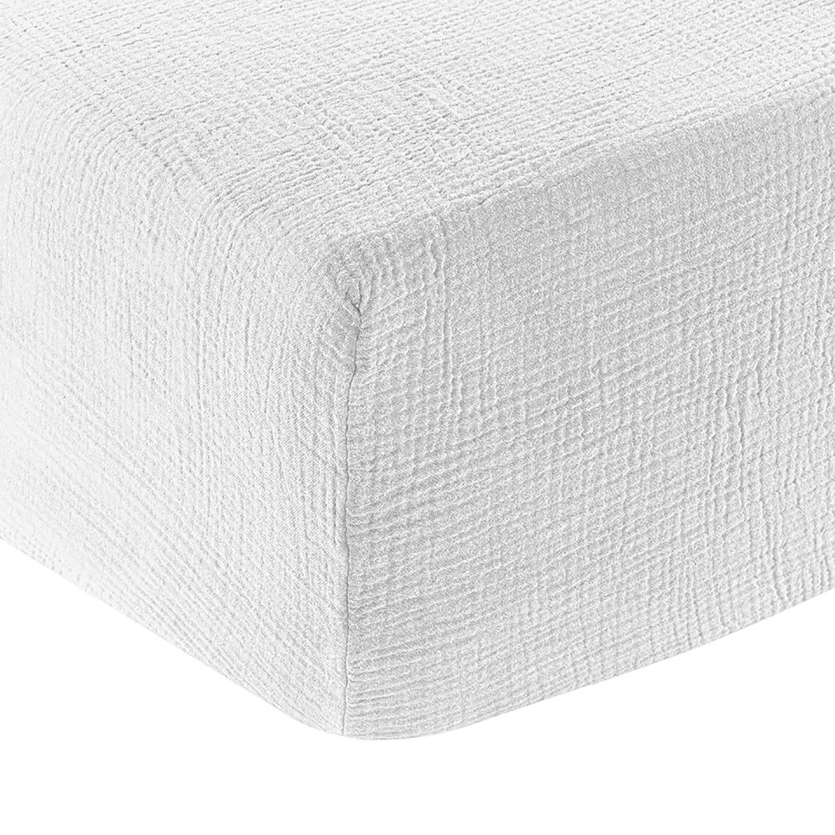 SOURCE - Drap housse gaze de coton blanc 180x200 cm
