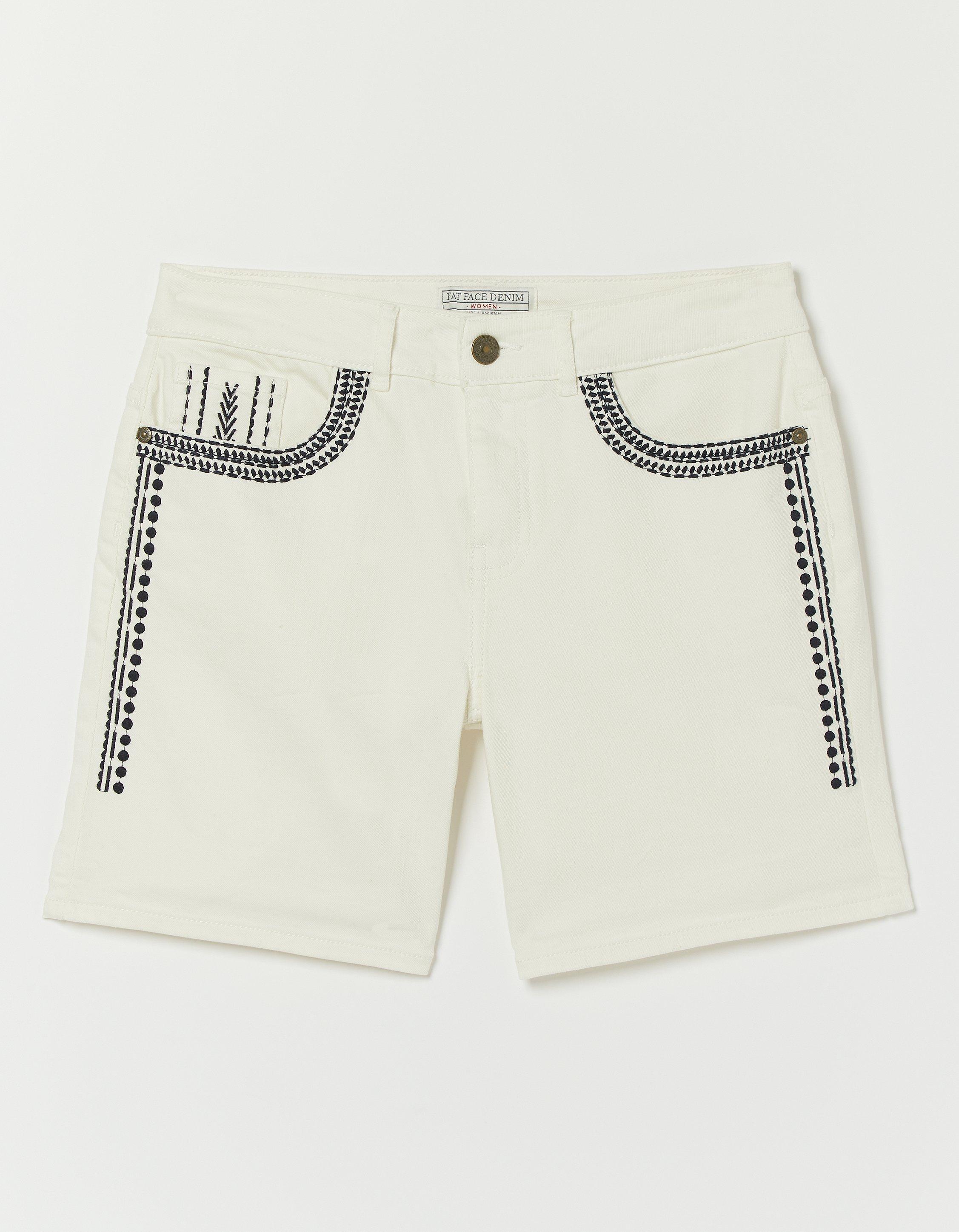 Denim Embroidered Shorts
