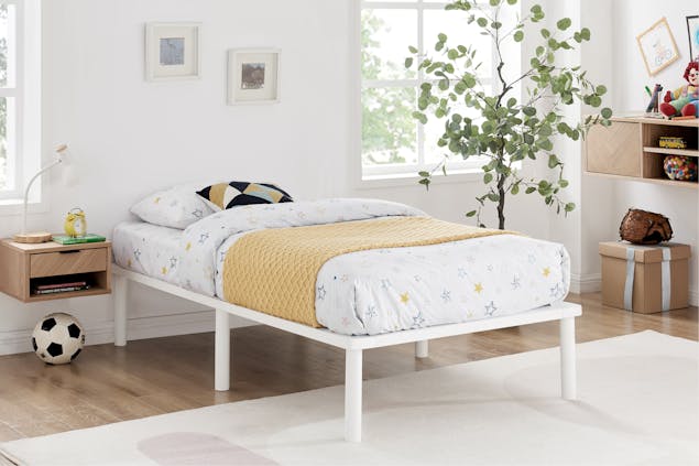 NNEKGE Orlando Wood Bed Frame (Single White)