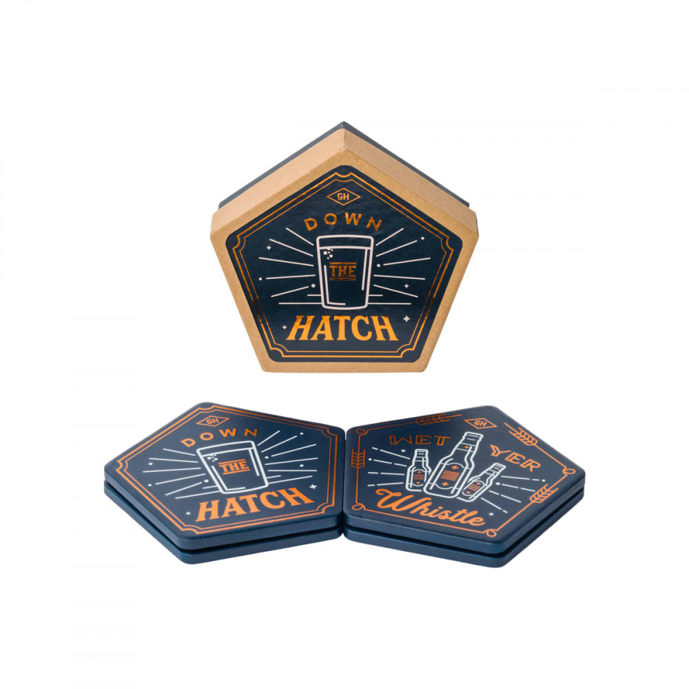 - Lot de 4 dessous de verres pentagonaux céramique bleu