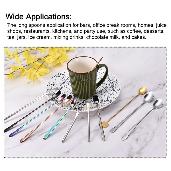 Long Handle Spoon, 1Pcs 12.2-Inch Stainless Steel Stirring Spoons - Silver