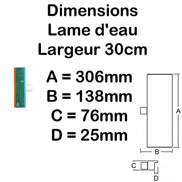 Lame d'eau pour piscine Cascade chute d'eau en acrylique 30cm Piscine et fontaine bassins Compatible traitement au sel chlore