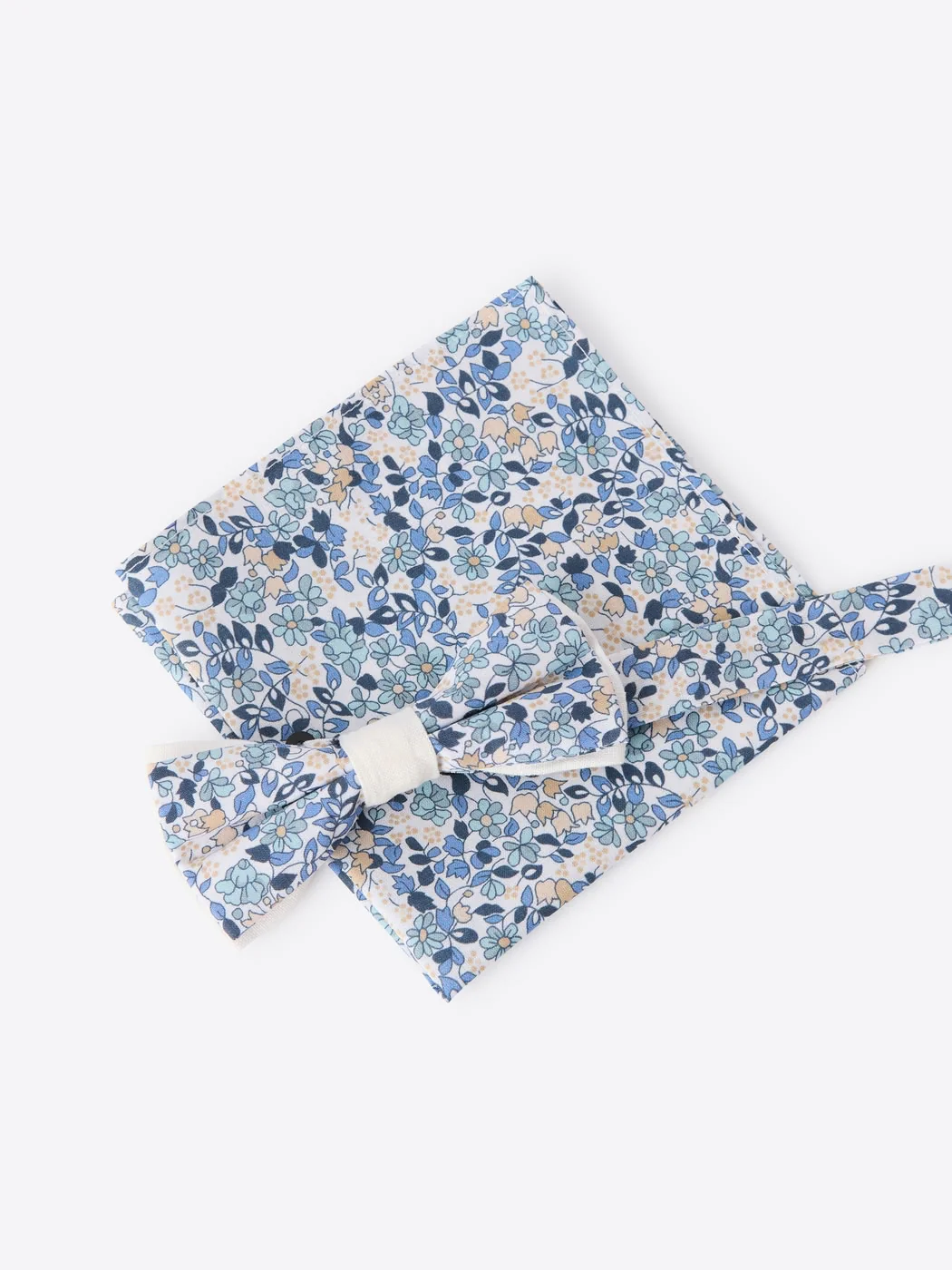 Nœud papillon fleuri en coton lin