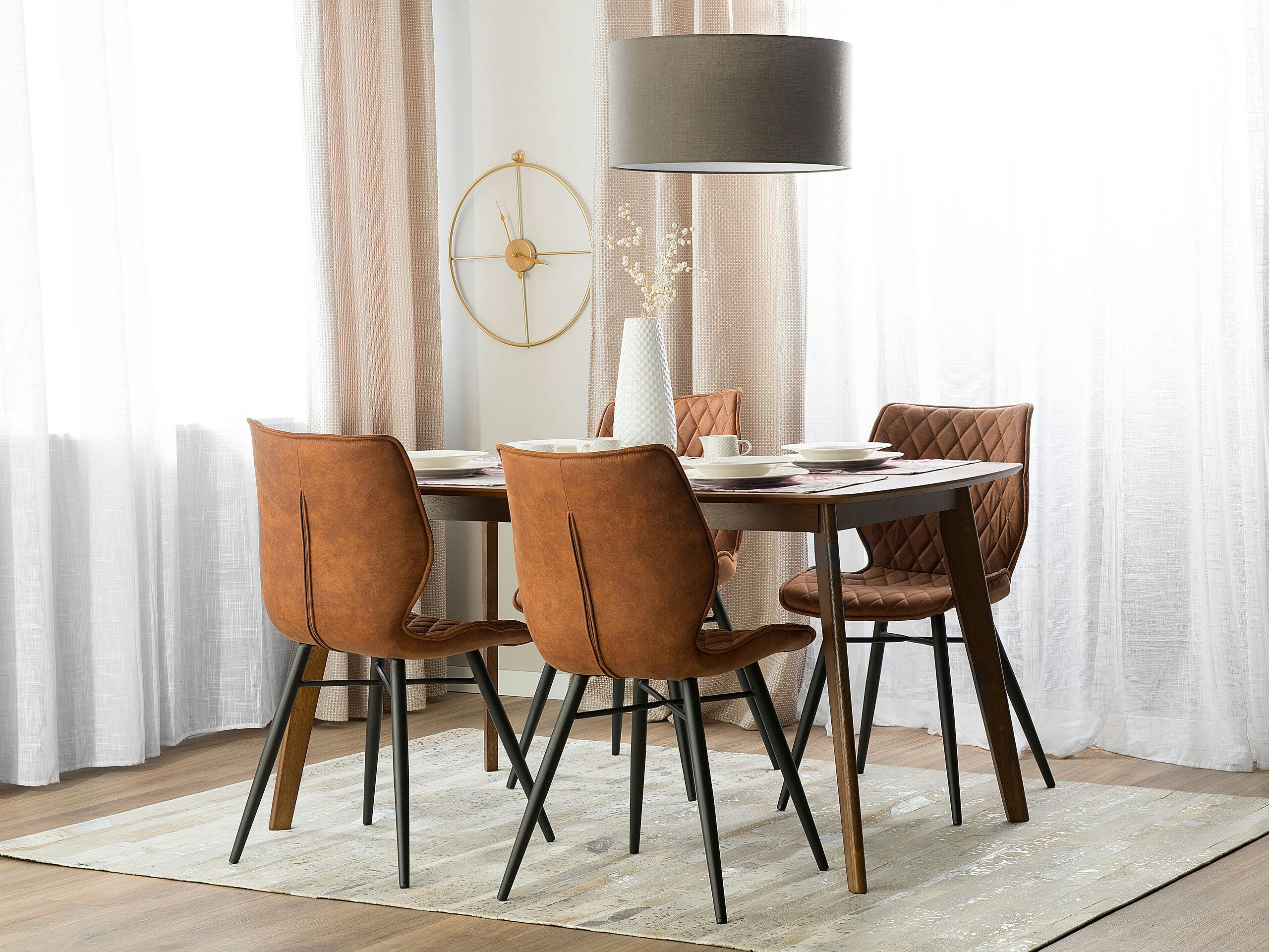 LISLE - Lot de 2 chaises en tissu marron