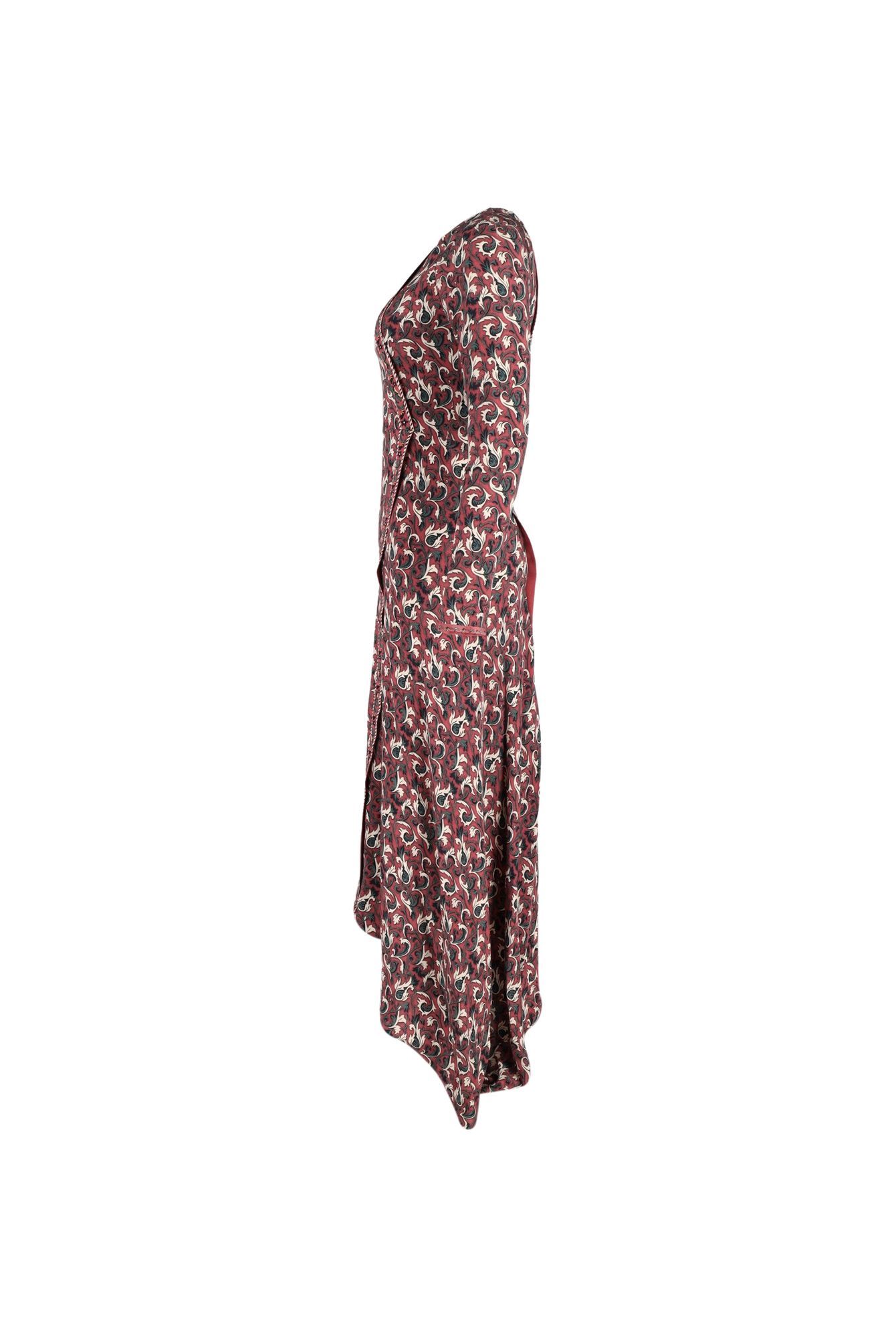 Vilshenko Preloved Printed Asymmetric Dress in Burgundy Silk