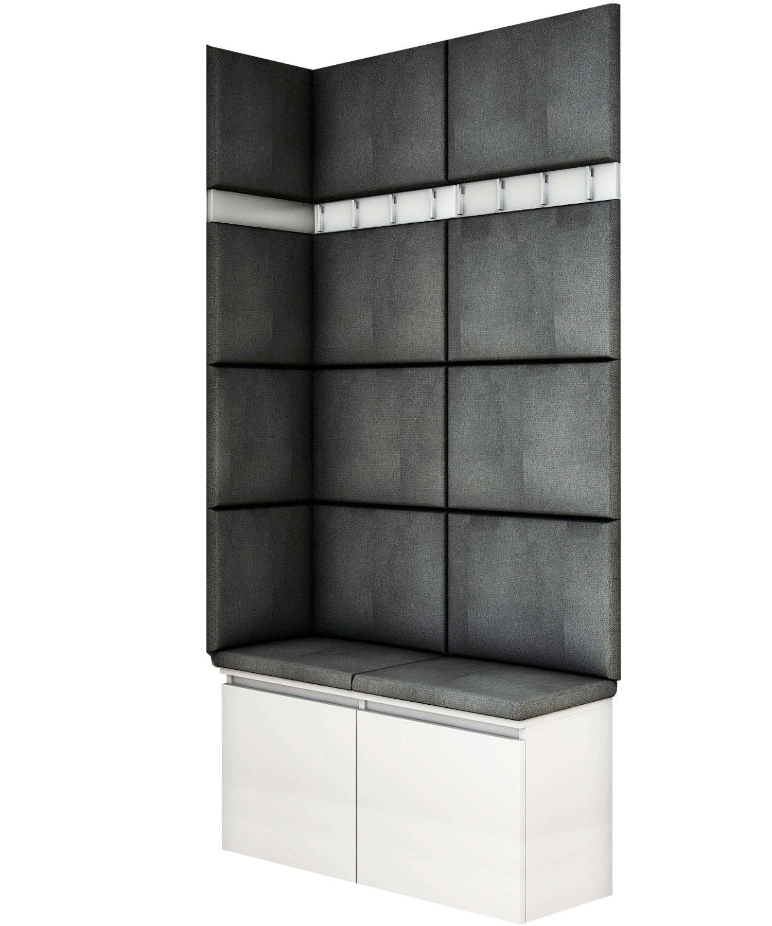 Zestaw Do Przedpokoju 2P12 Biały/Szary 100X37X212 Cm Welur Szary