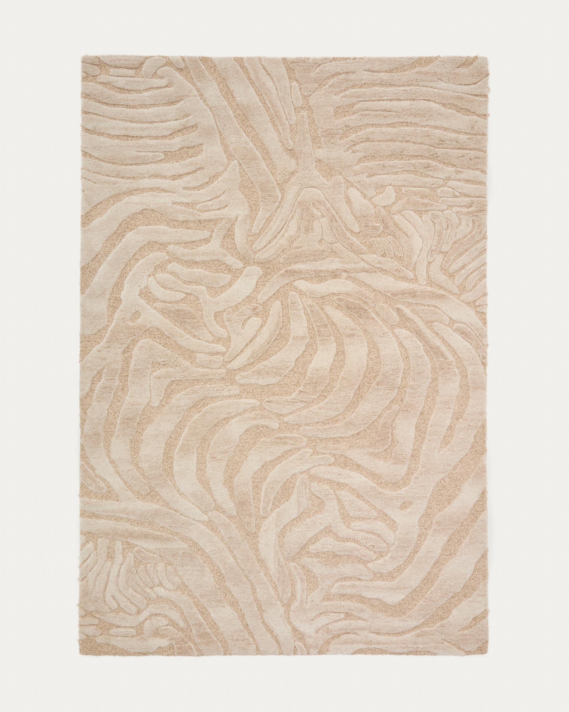 Tribet zebra jacquard wool blend rug 200 x 300 cm