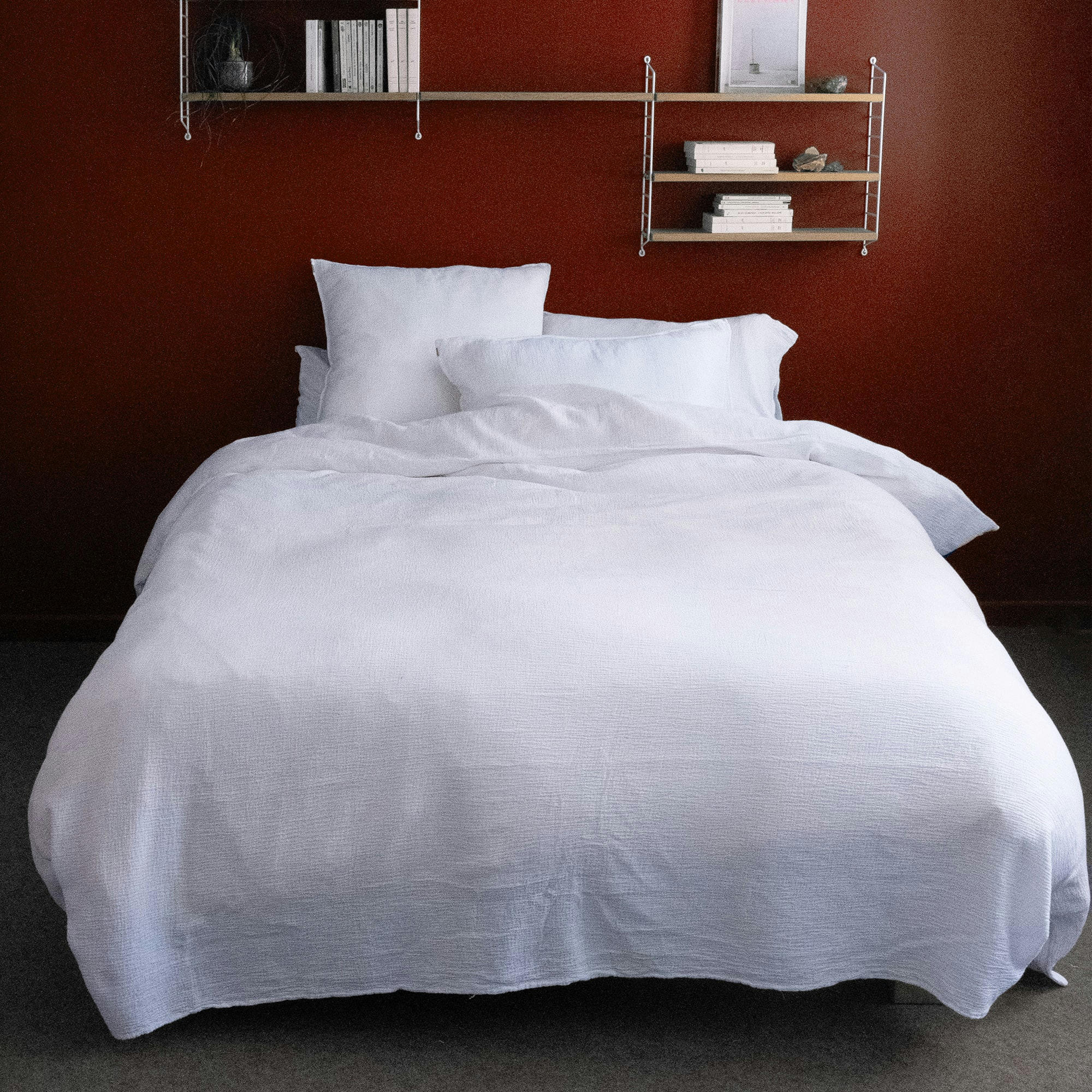 - Housse de couette en double gaze de coton blanc immaculé 240x260 cm