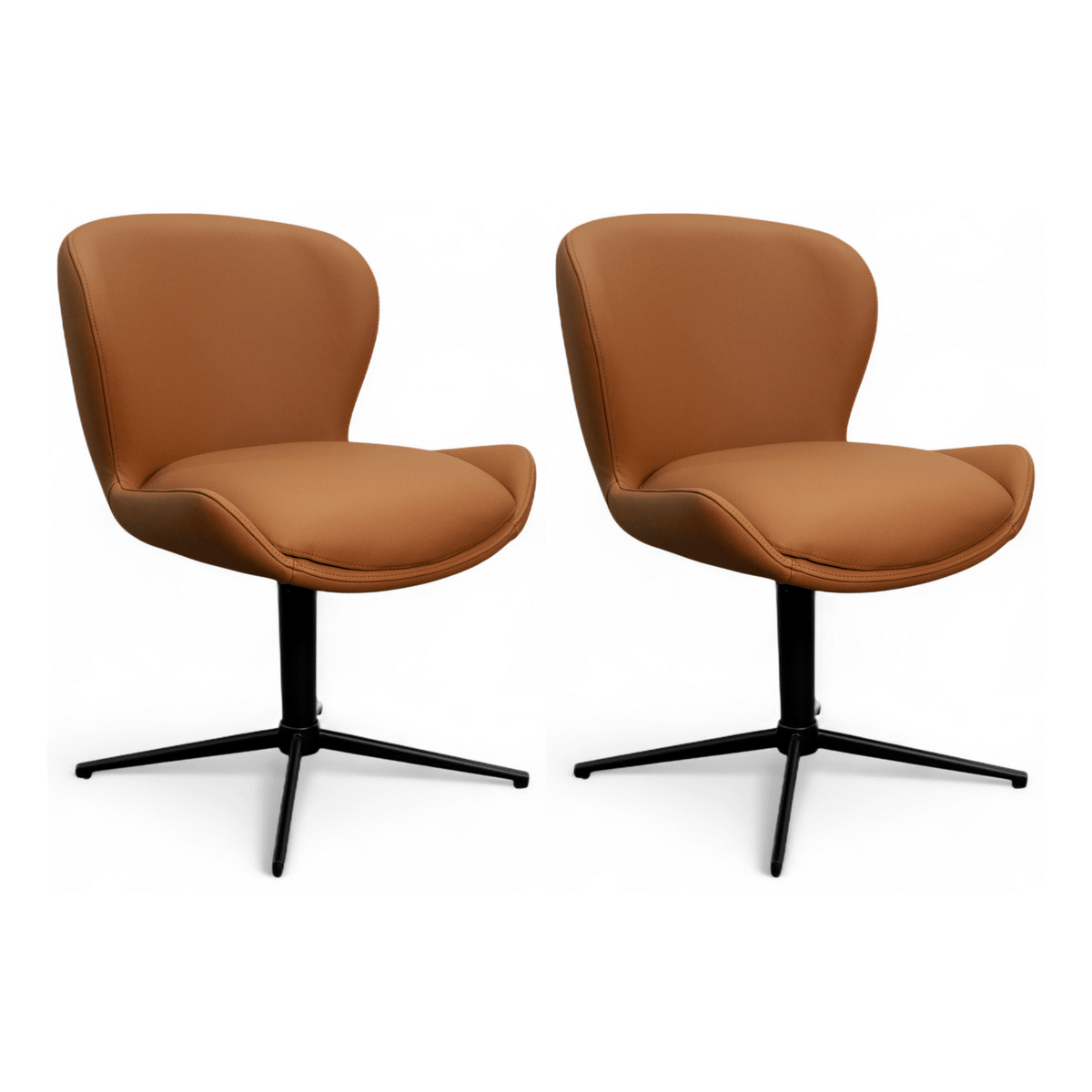 Furnhouse eetkamerstoel Nicklas - Cognacbruin - Leer - Set van 2
