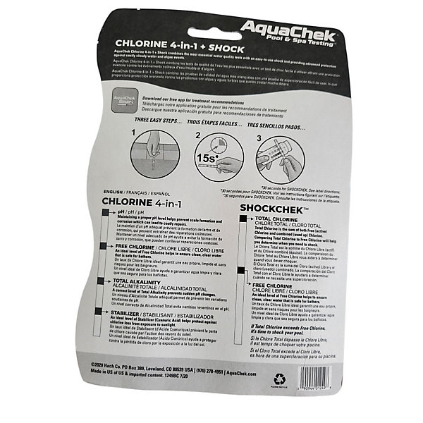 AquaChek Chlorine 4-en-1   Shock - Testeur piscine et spa AQC-470-5016