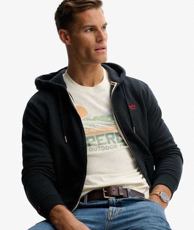 Essential Logo Half Brushed Zip Hoodie